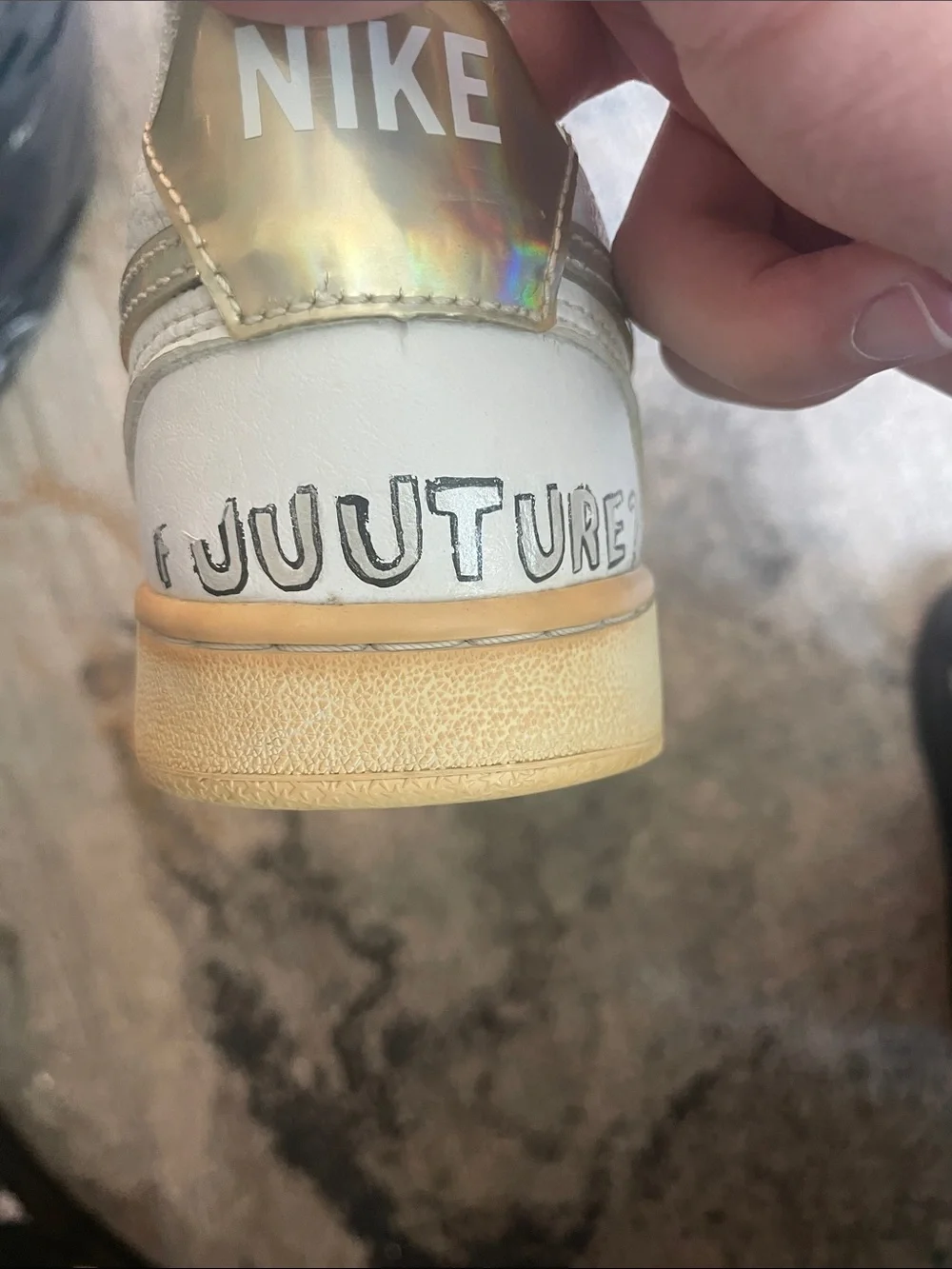 Custom Nike Kids White Sneakers with Multicolor Doodle Accents